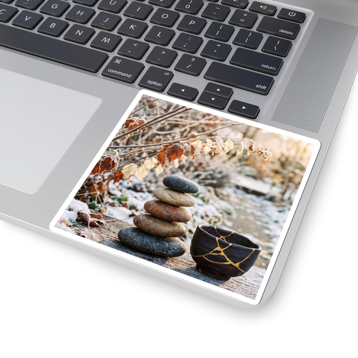River Stones Winter Sticker | Kintsugi Philosophical Design