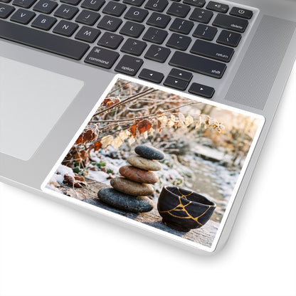 River Stones Winter Sticker | Kintsugi Philosophical Design