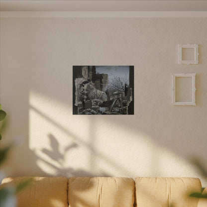 Winter Moonlit Garden Dark Texture Canvas Art | Moody Decor