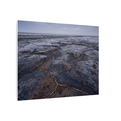 Dark Japandi Cracked Earth in Overcast | Dark Texture Canvas Art
