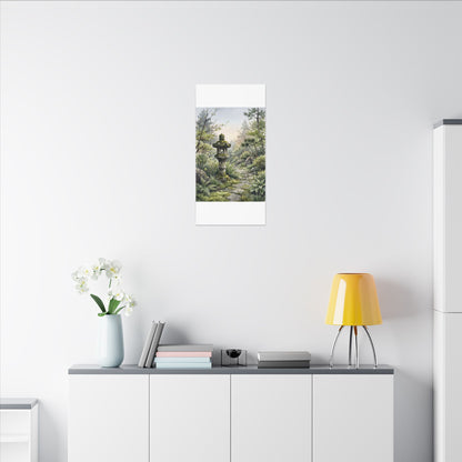 Neutral Stone Lantern Canvas Art - Watercolor Japandi