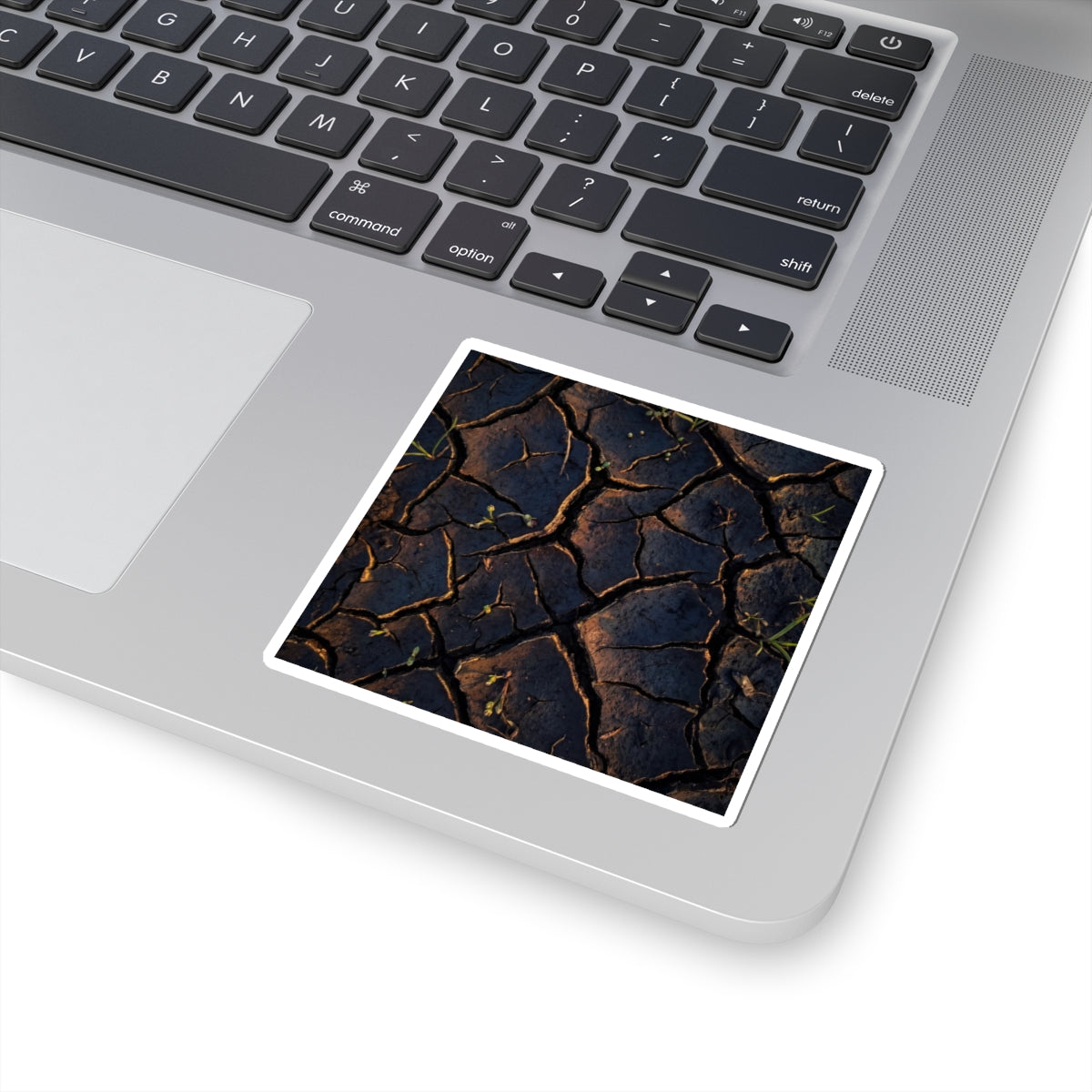 Golden Hour Cracked Earth Sticker - Dark Japandi Kanso Art Print