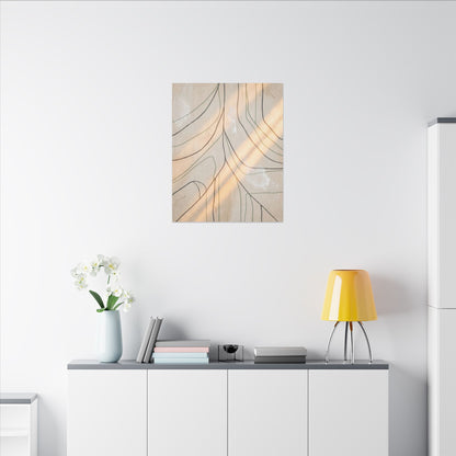 Shoji Screen Minimal Line Canvas Art | Warm Japandi Art