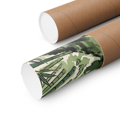 Zen Bamboo Grove in Overcast | Ukiyo E Inspired Wall Art Print