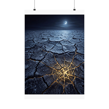 Artful Cracked Earth Wall Art Print - Gold Vein Kintsugi