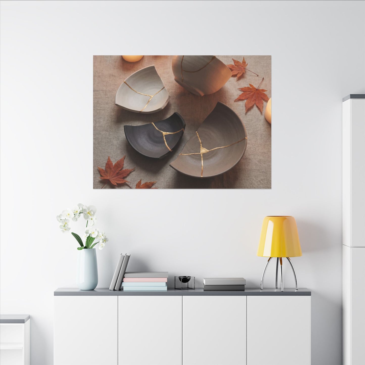 Candlelight Broken Pottery Canvas Art - Japandi Ma
