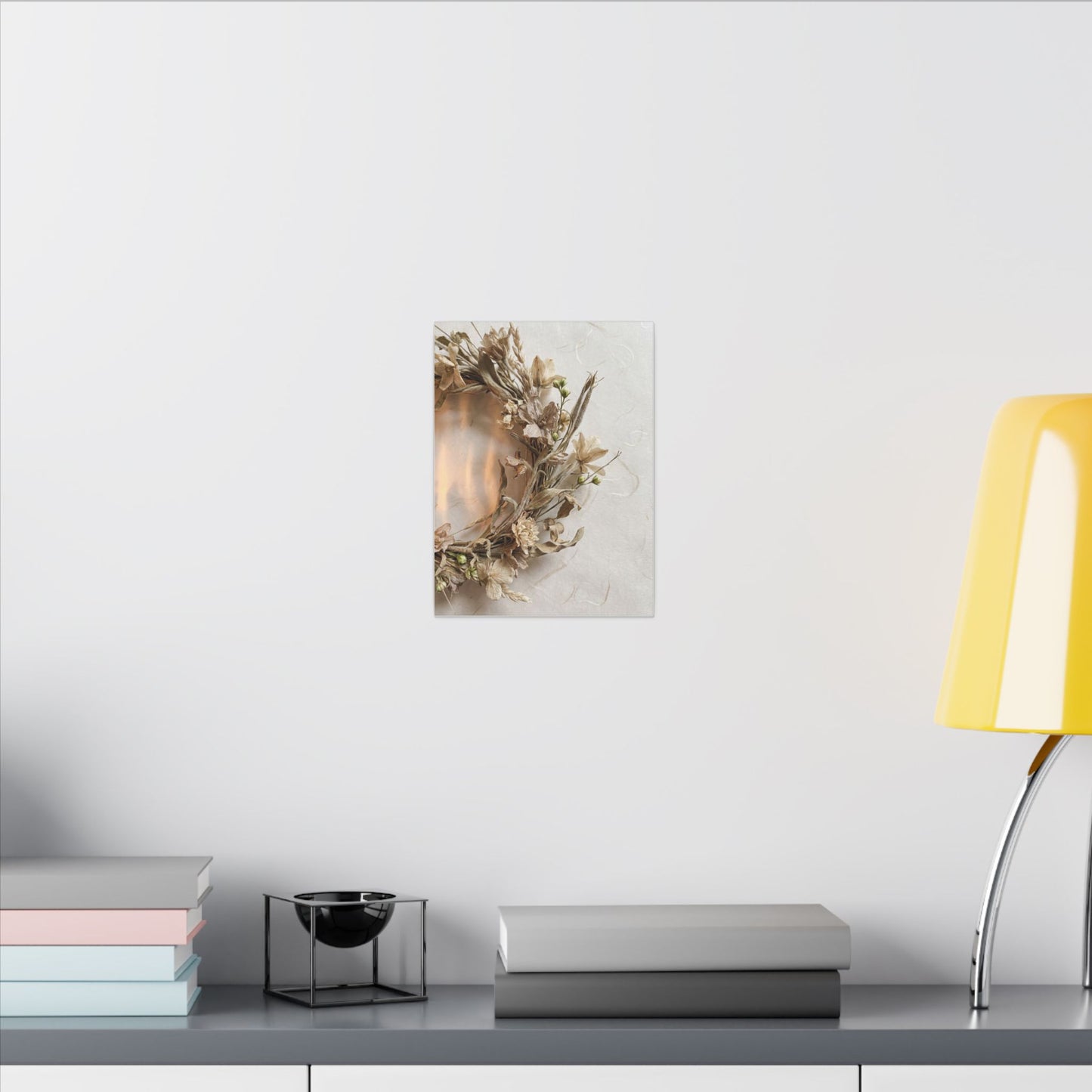 Dried Flowers Japanese Pattern Canvas Art | Neutral Japandi Art