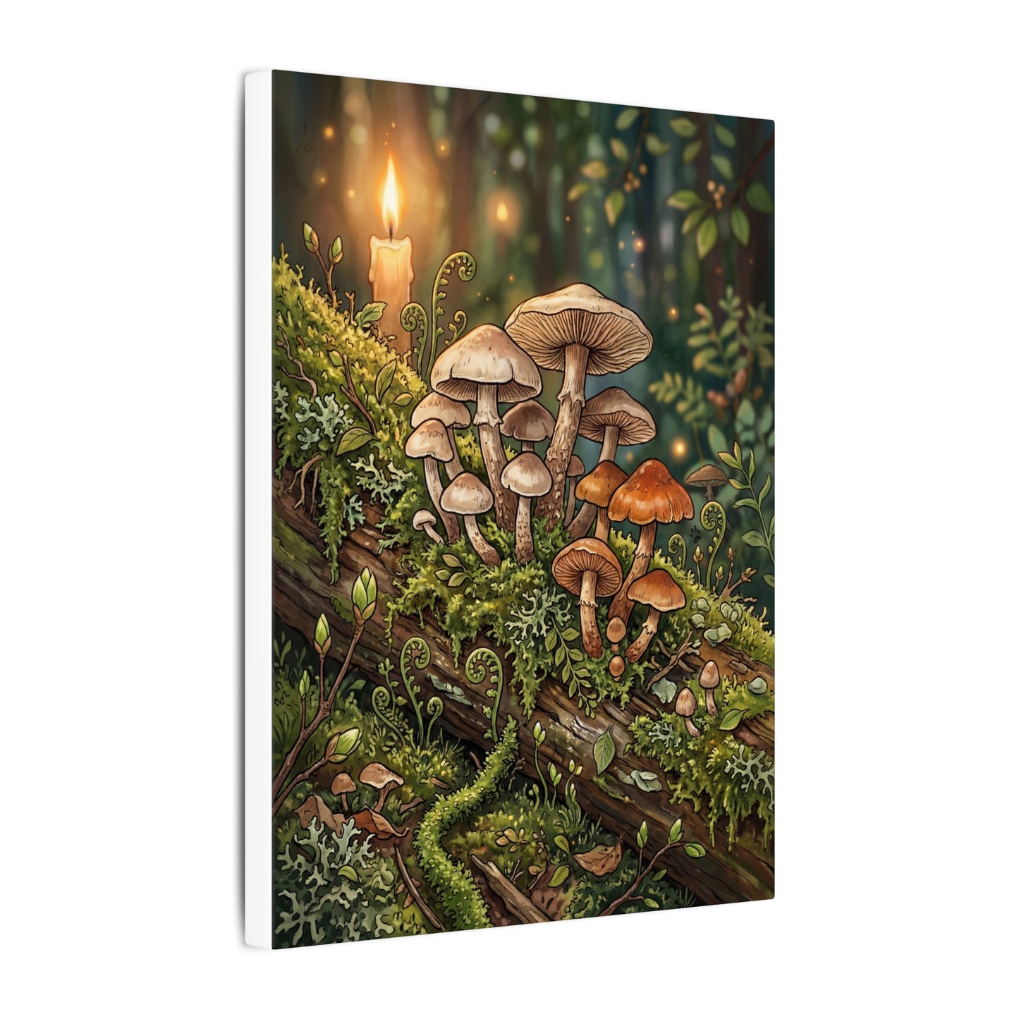 Spring Wild Mushrooms Herbarium Canvas Art | Rustic Decor