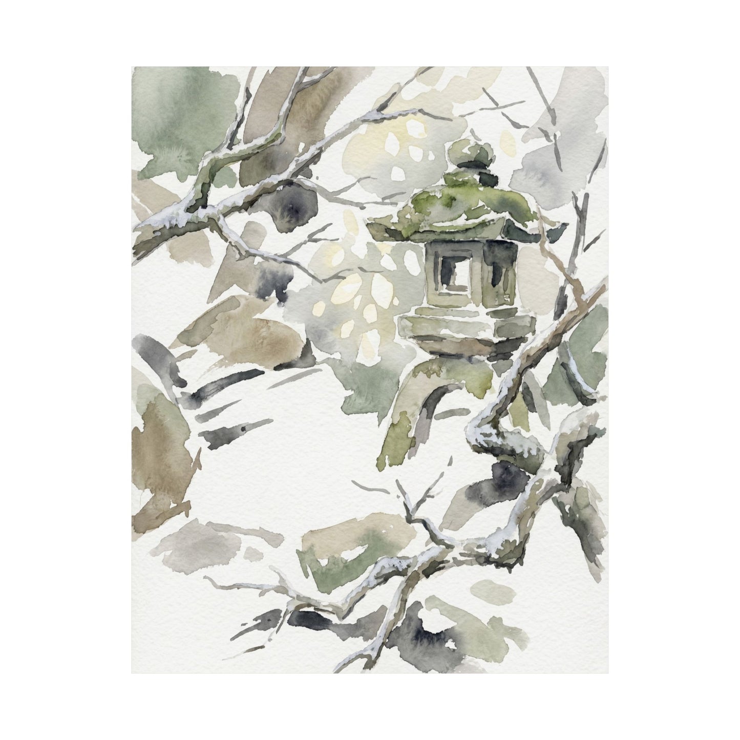 Dappled Stone Lantern Wall Art Print - Japandi Ma