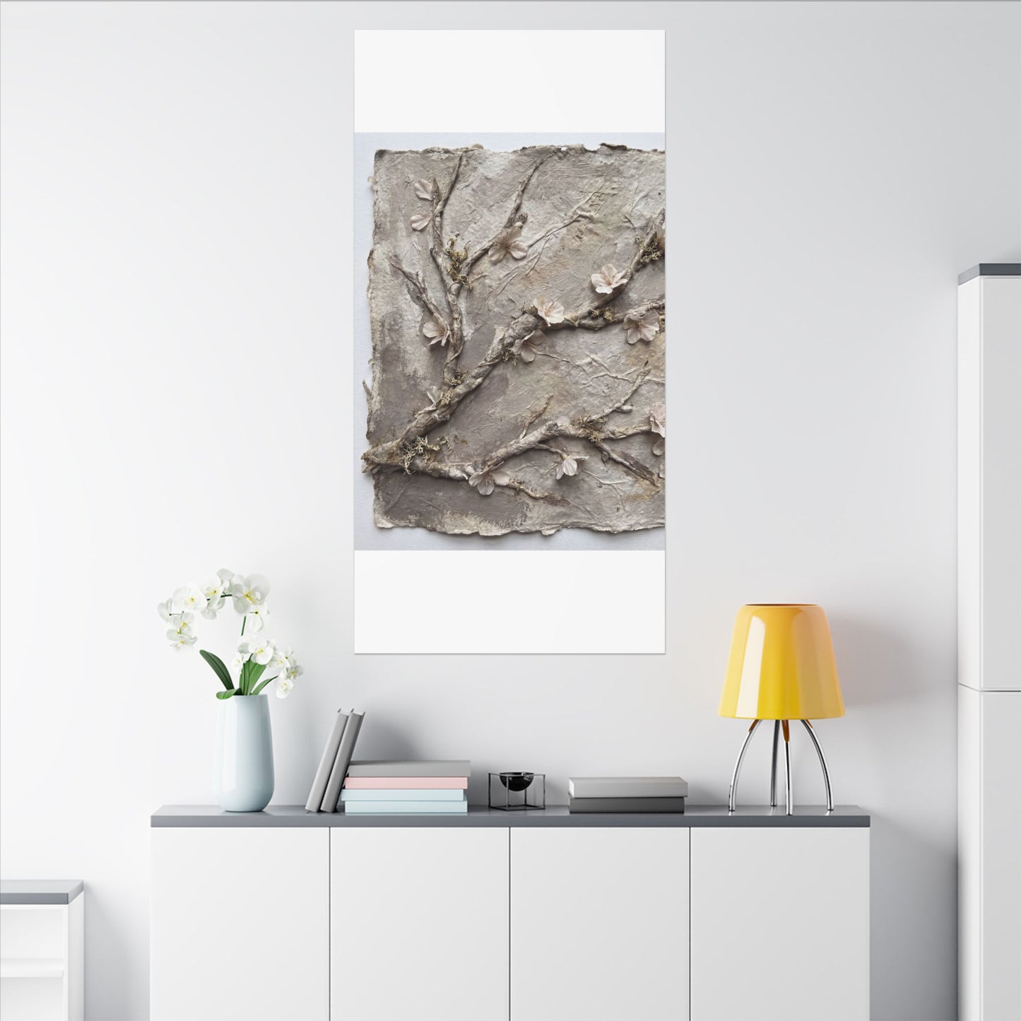 Summer Cherry Blossom Texture Canvas Art | Earthy Decor