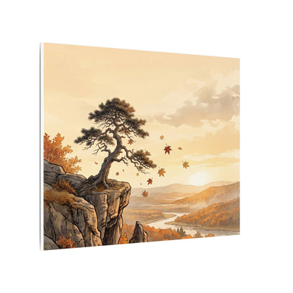 Pine Tree Autumn Canvas Art | Japandi Warm Design