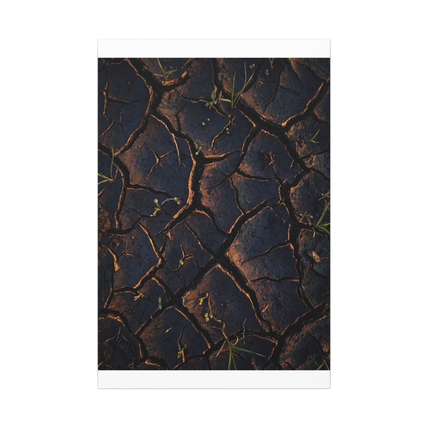 Cracked Earth Moody Minimal Canvas Art | Luxurious Dark Japandi Art