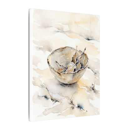 Ceramic Bowl Canvas Art | Winter Japandi Watercolor Art
