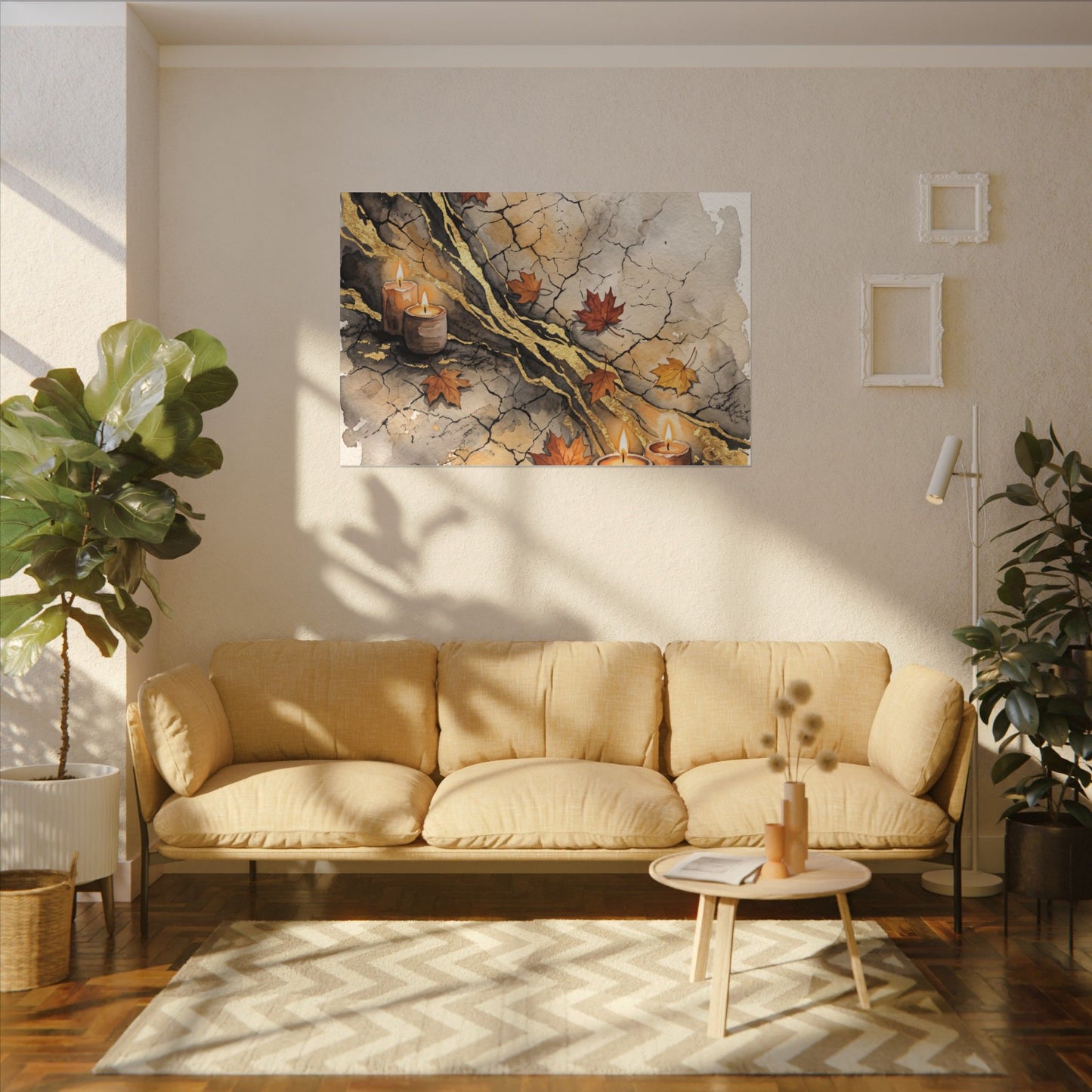 Cracked Earth Autumn Canvas Art | Japandi Warm Design