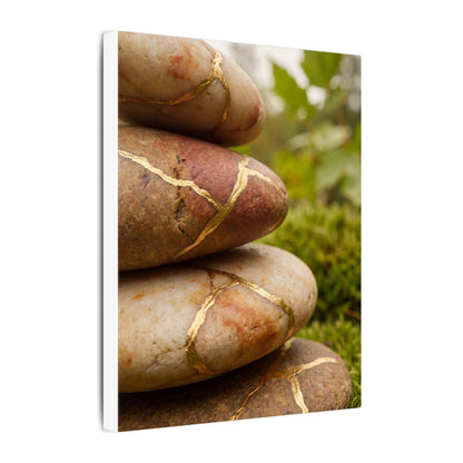 River Stones Summer Canvas Art | Kintsugi Healing Design