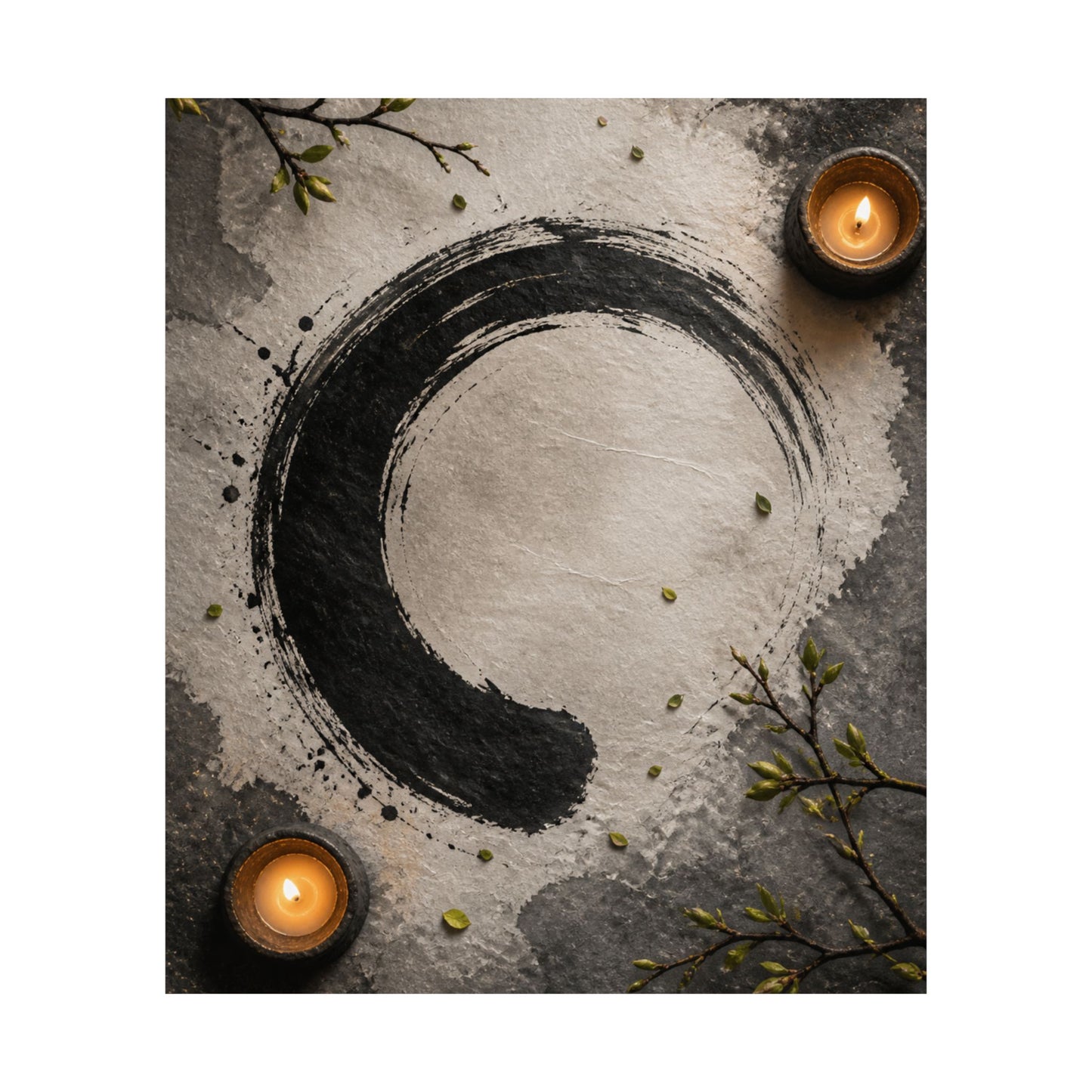 Peaceful Ink Brushstroke Wall Art Print - Enso Zen