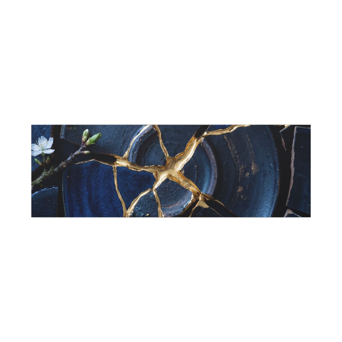 Moonlight Broken Pottery Canvas Art - Kintsugi Fukinsei