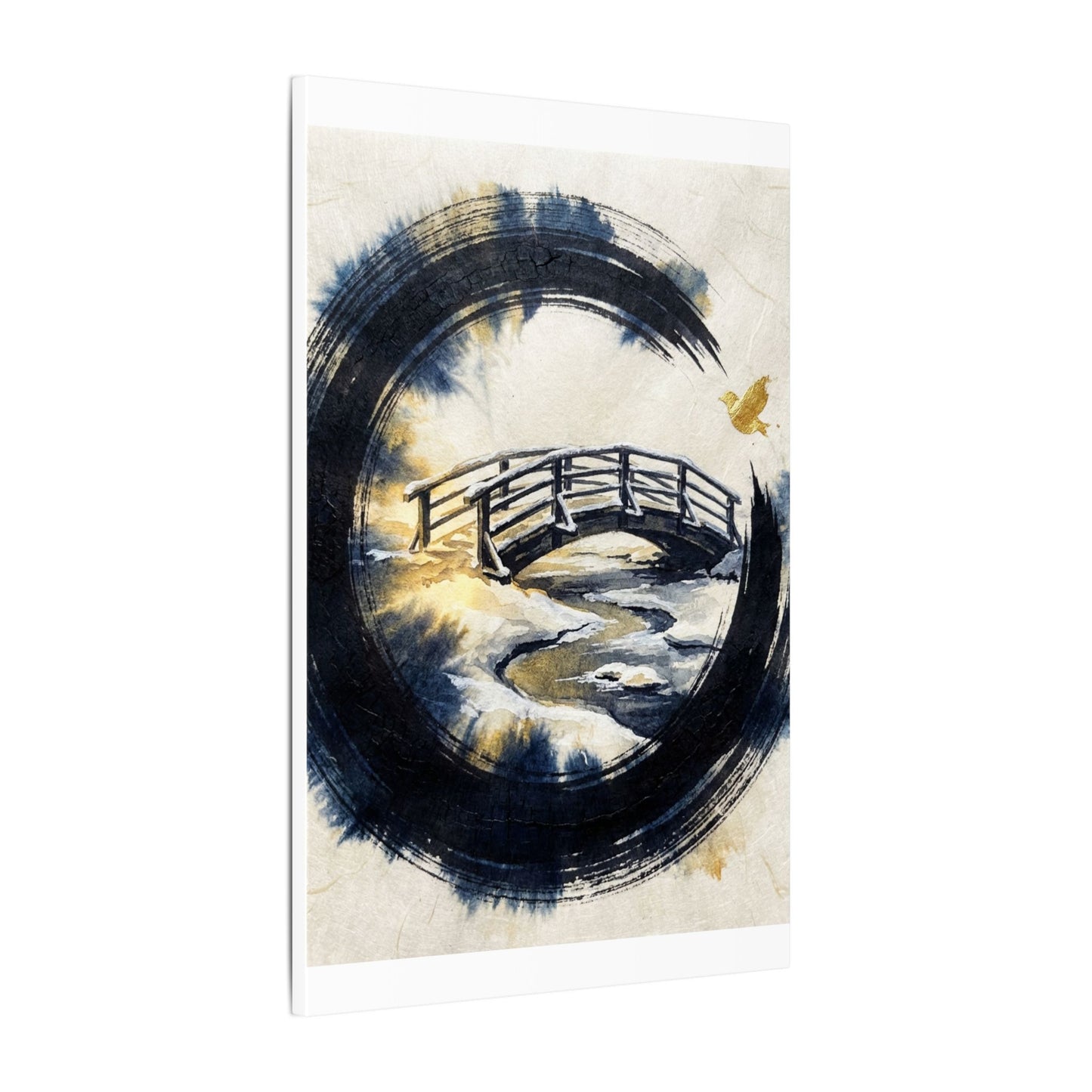 Autumn Ink Brushstroke Karesansui Canvas Art | Peaceful Decor