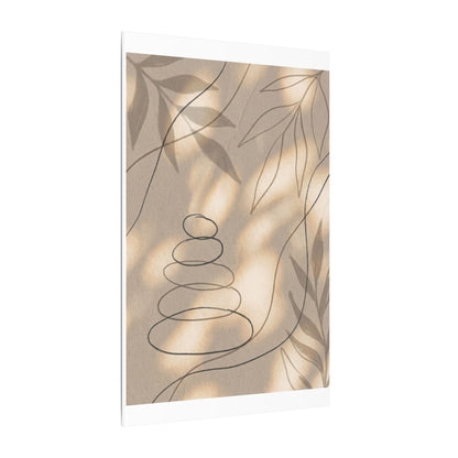 River Stones Minimal Line Canvas Art | Earthy Japandi Art