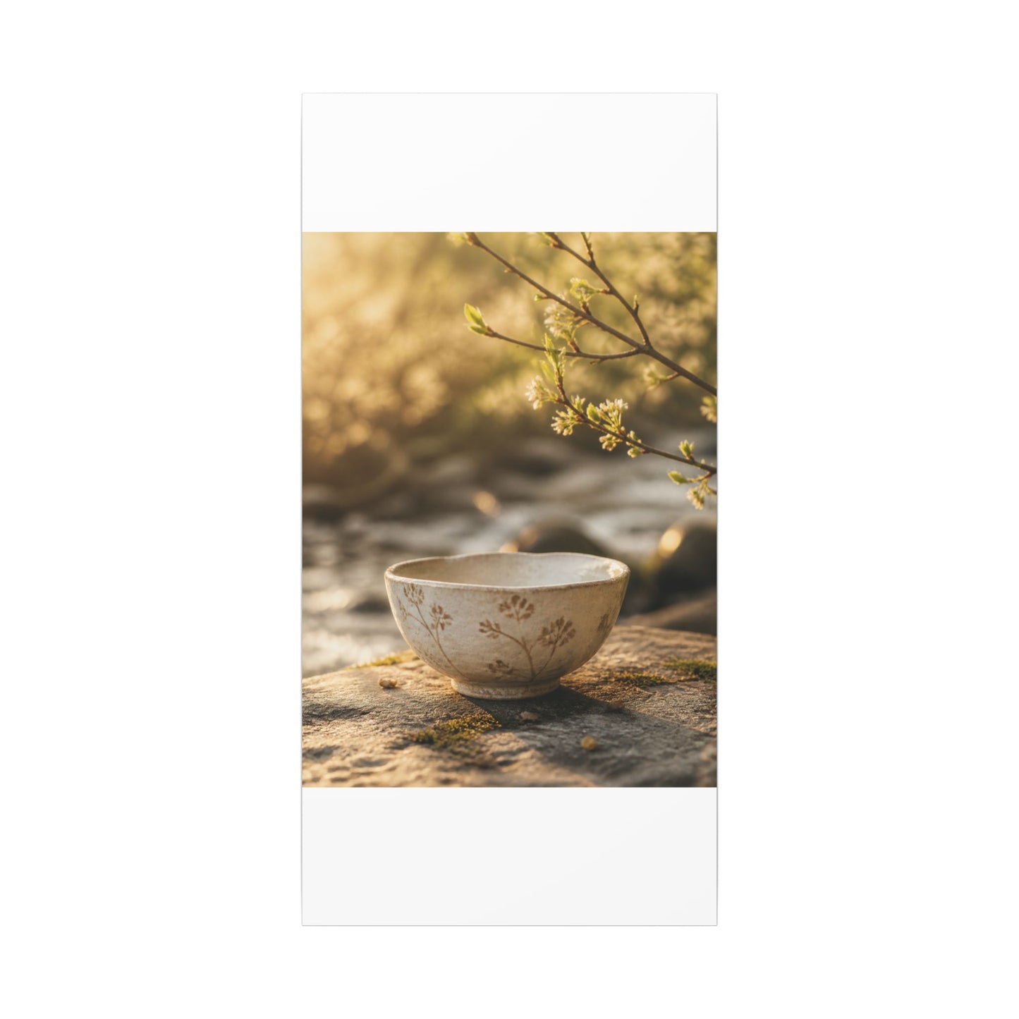 Neutral Ceramic Bowl Canvas Art - Japanese Pattern Japandi