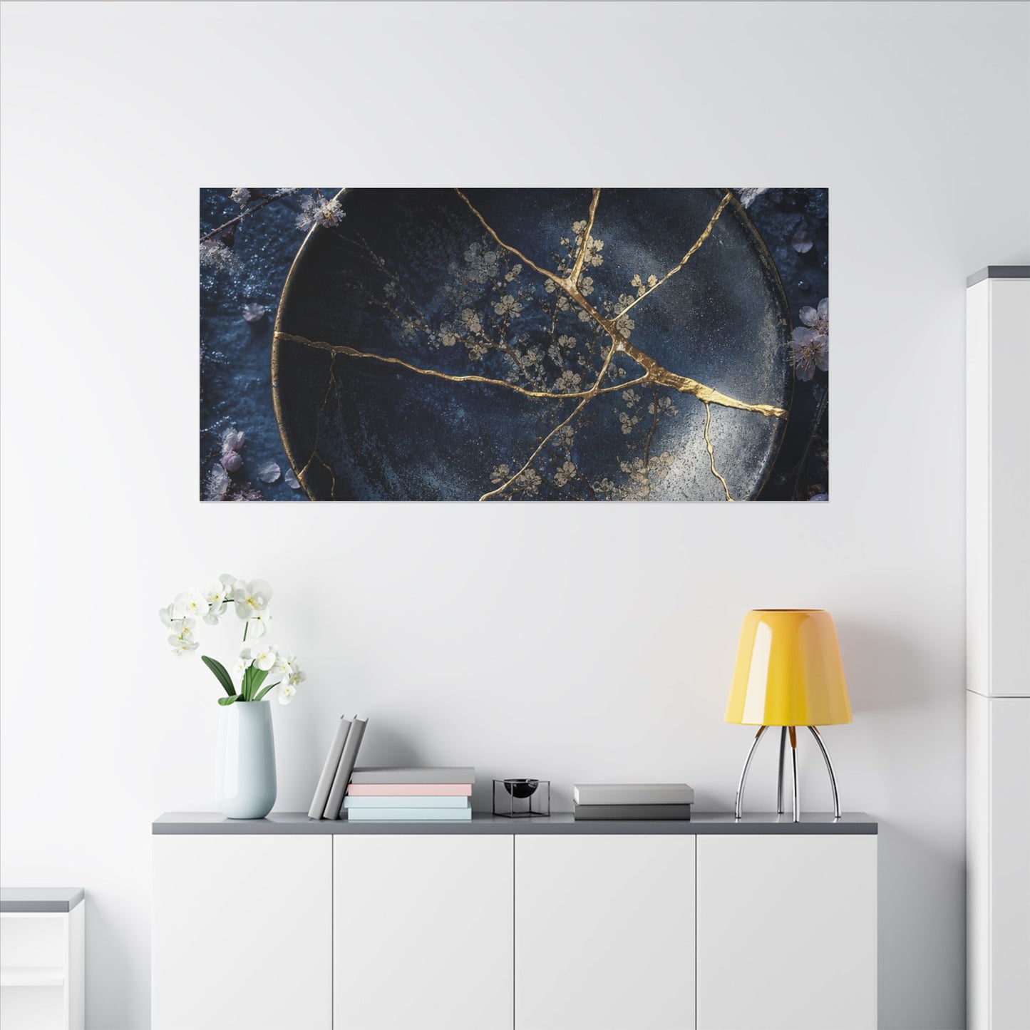 Cherry Blossom Winter Canvas Art | Kintsugi Philosophical Design