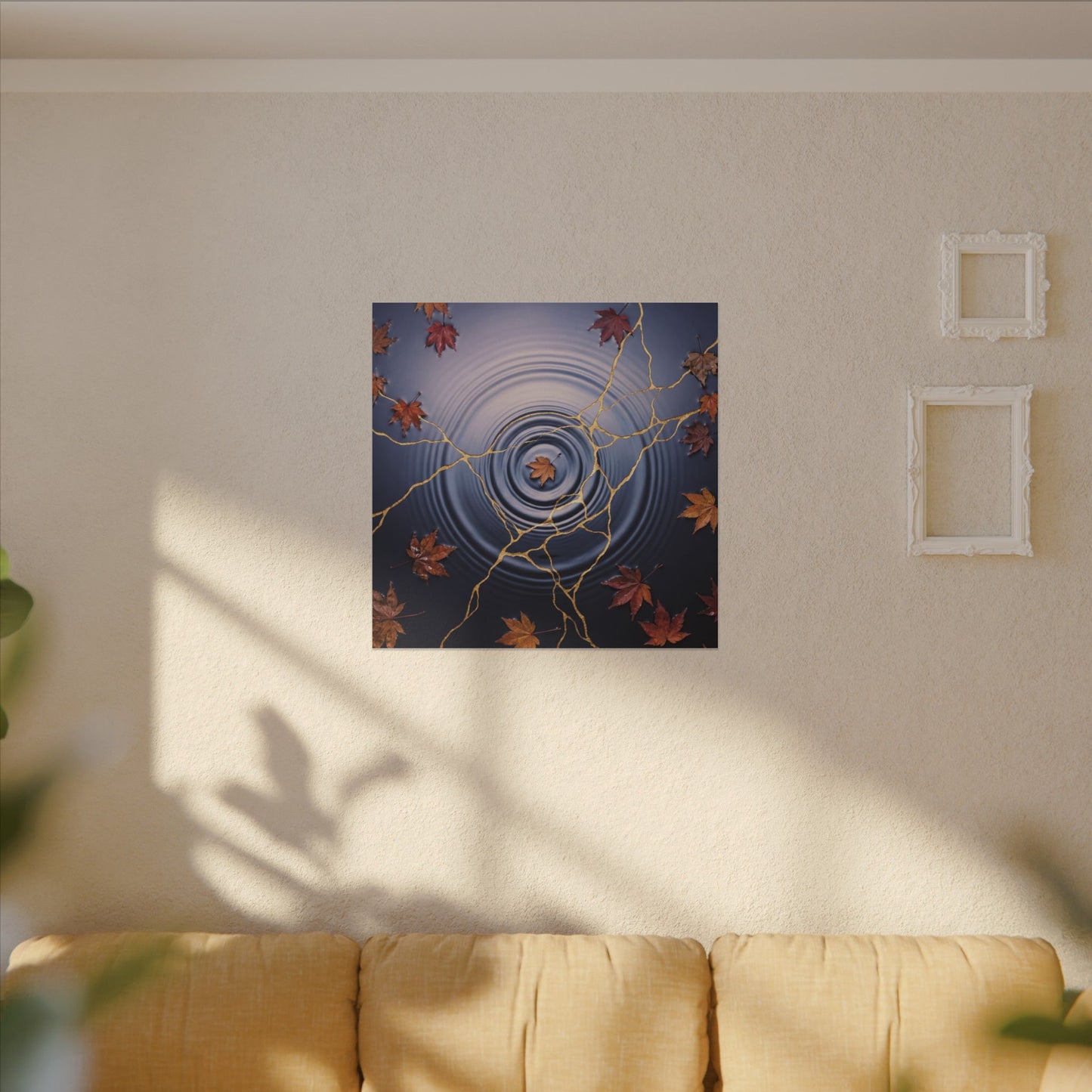 Kintsugi Water Ripple in Dawn | Gold Vein Canvas Art