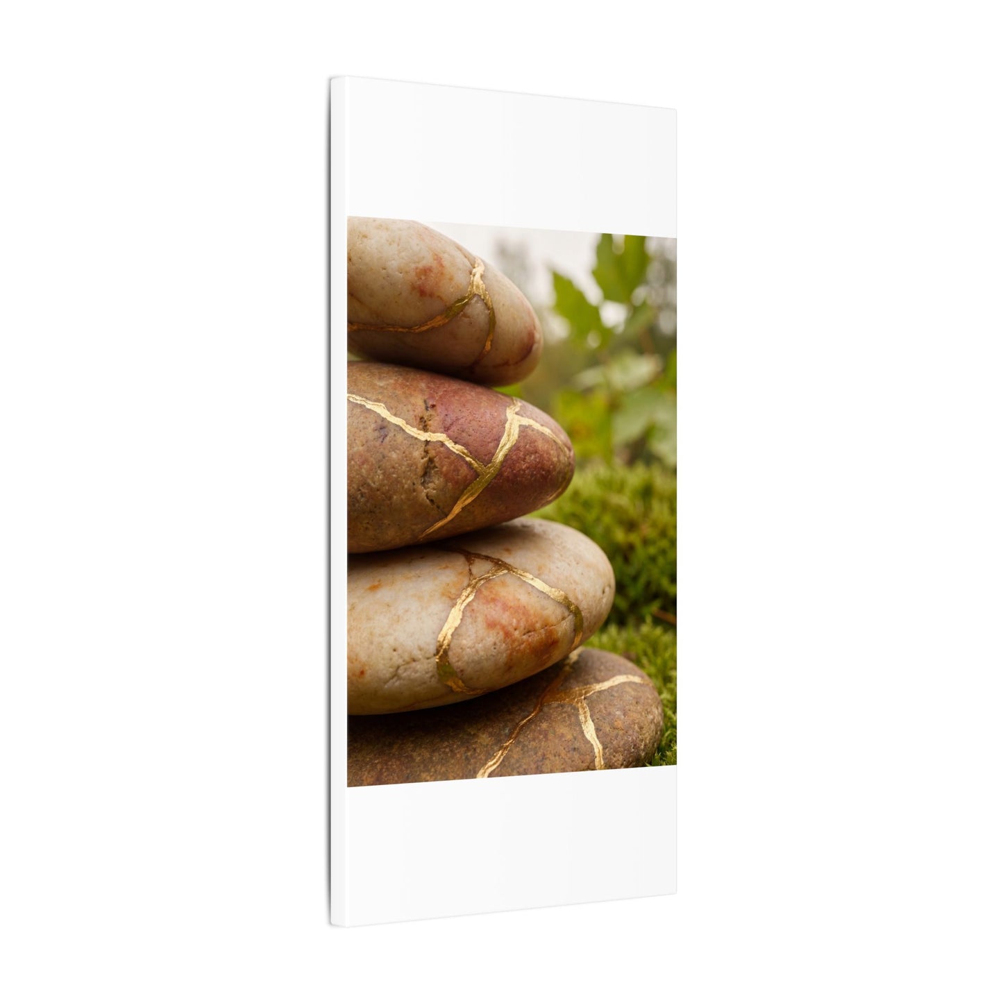 River Stones Summer Canvas Art | Kintsugi Healing Design