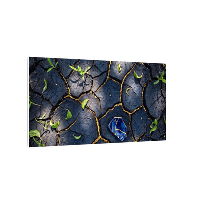 Cracked Earth Canvas Art | Spring Dark Japandi Moody Minimal Art
