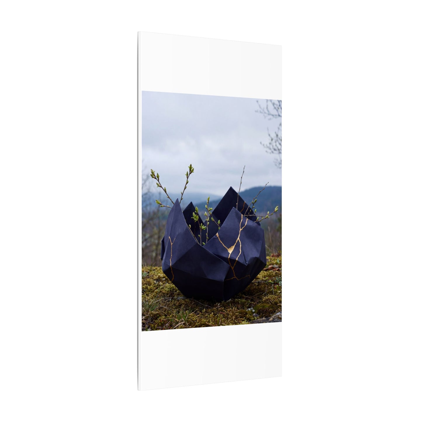 Paper Fold Canvas Art | Spring Kintsugi Gold Repair Art