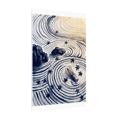 Zen Rock Garden in Golden Hour | Sumi E Canvas Art