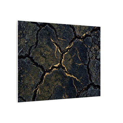 Overcast Cracked Earth Canvas Art - Dark Japandi Ma