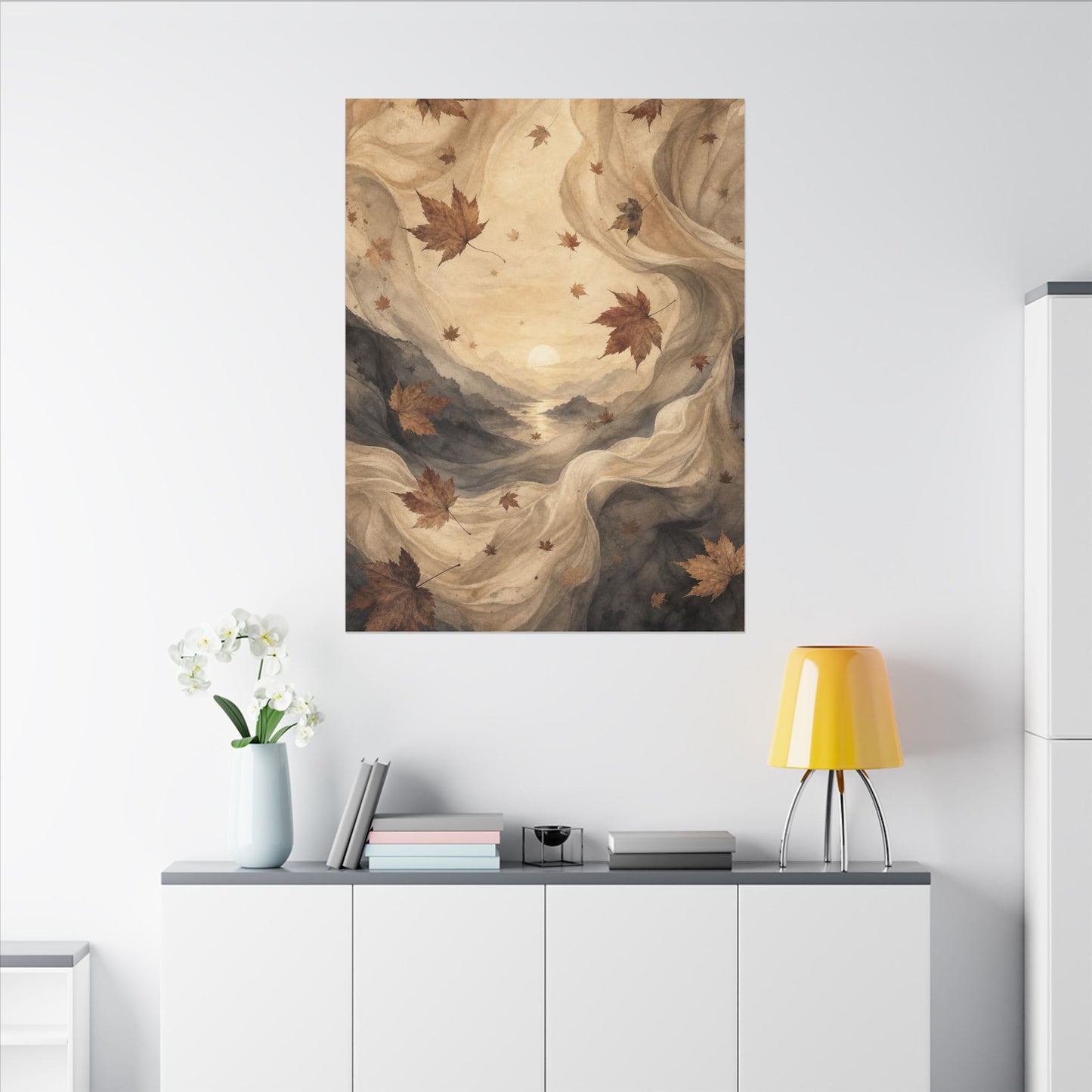 Autumn Silk Drape Watercolor Canvas Art | Earthy Decor