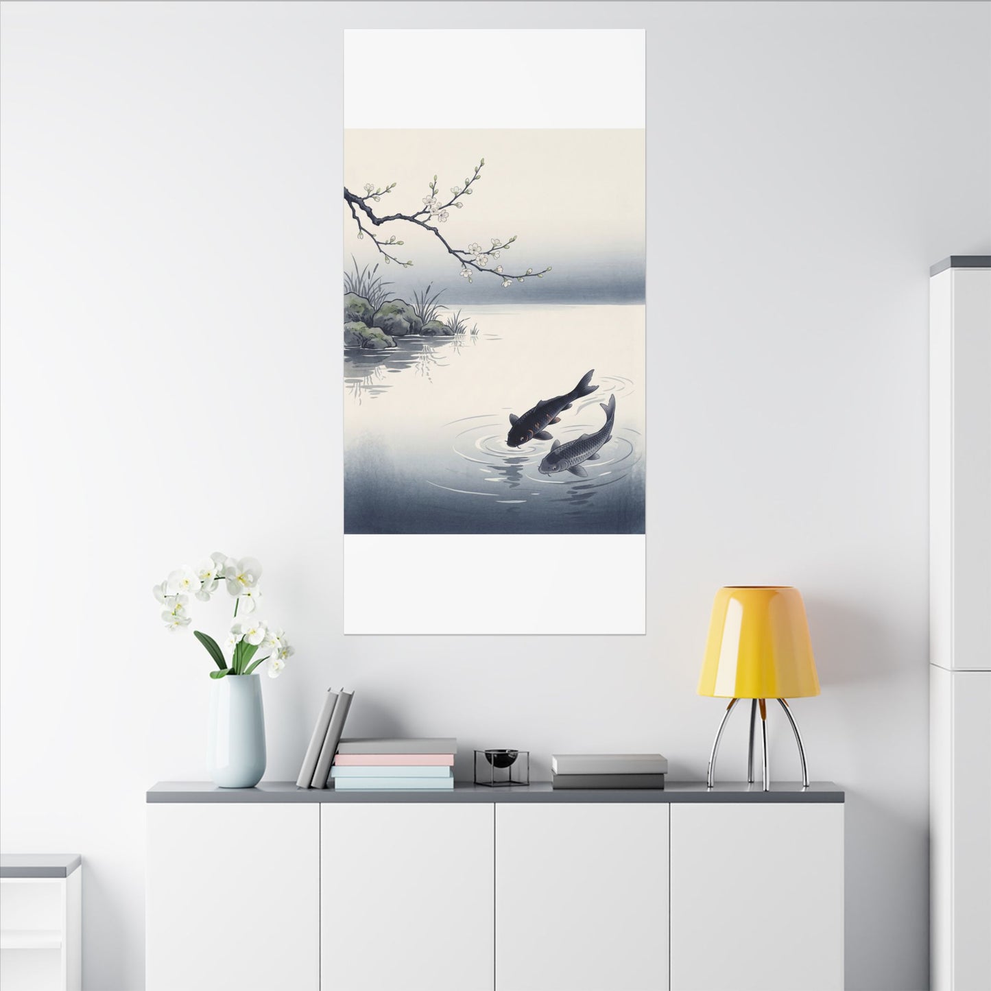 Ma Koi Pond Canvas Art - Zen Ukiyo E Inspired