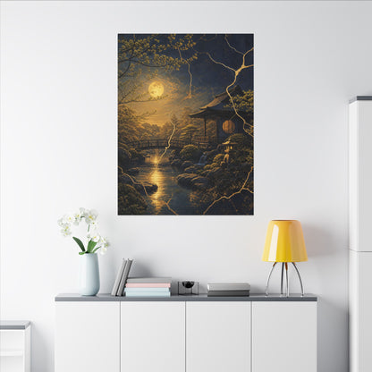 Spring Moonlit Garden Gold Vein Canvas Art | Resilient Decor