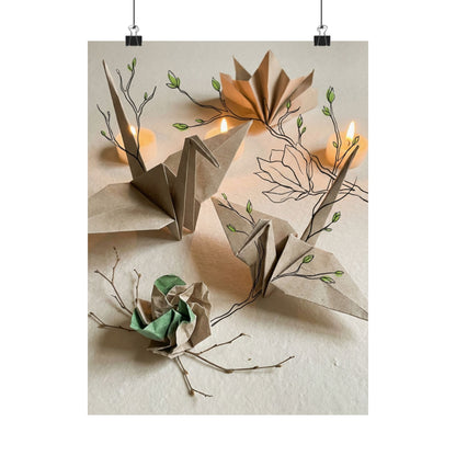 Spring Paper Fold Minimal Line Wall Art Print | Cozy Decor Art Print