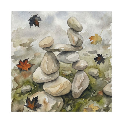 Overcast River Stones Canvas Art - Japandi Fukinsei