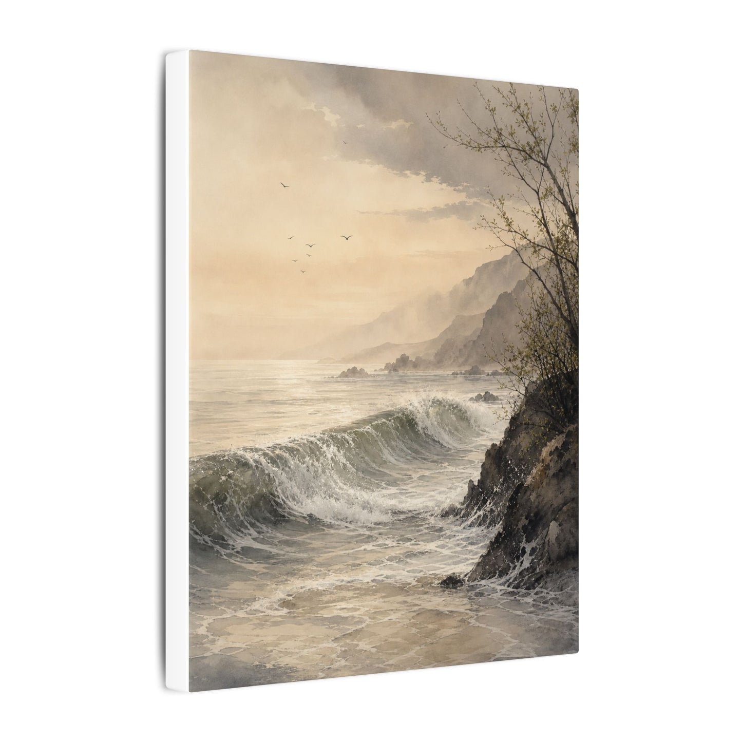 Ocean Wave Spring Canvas Art | Japandi Elegant Design