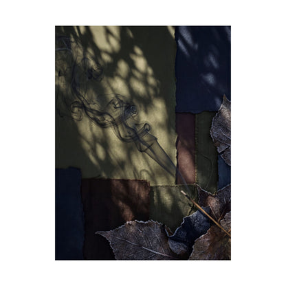 Atmospheric Incense Smoke Wall Art Print - Dark Texture Dark Japandi