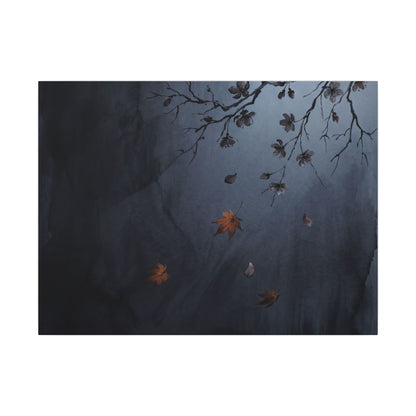 Autumn Cherry Blossom Charcoal Ink Canvas Art | Atmospheric Decor