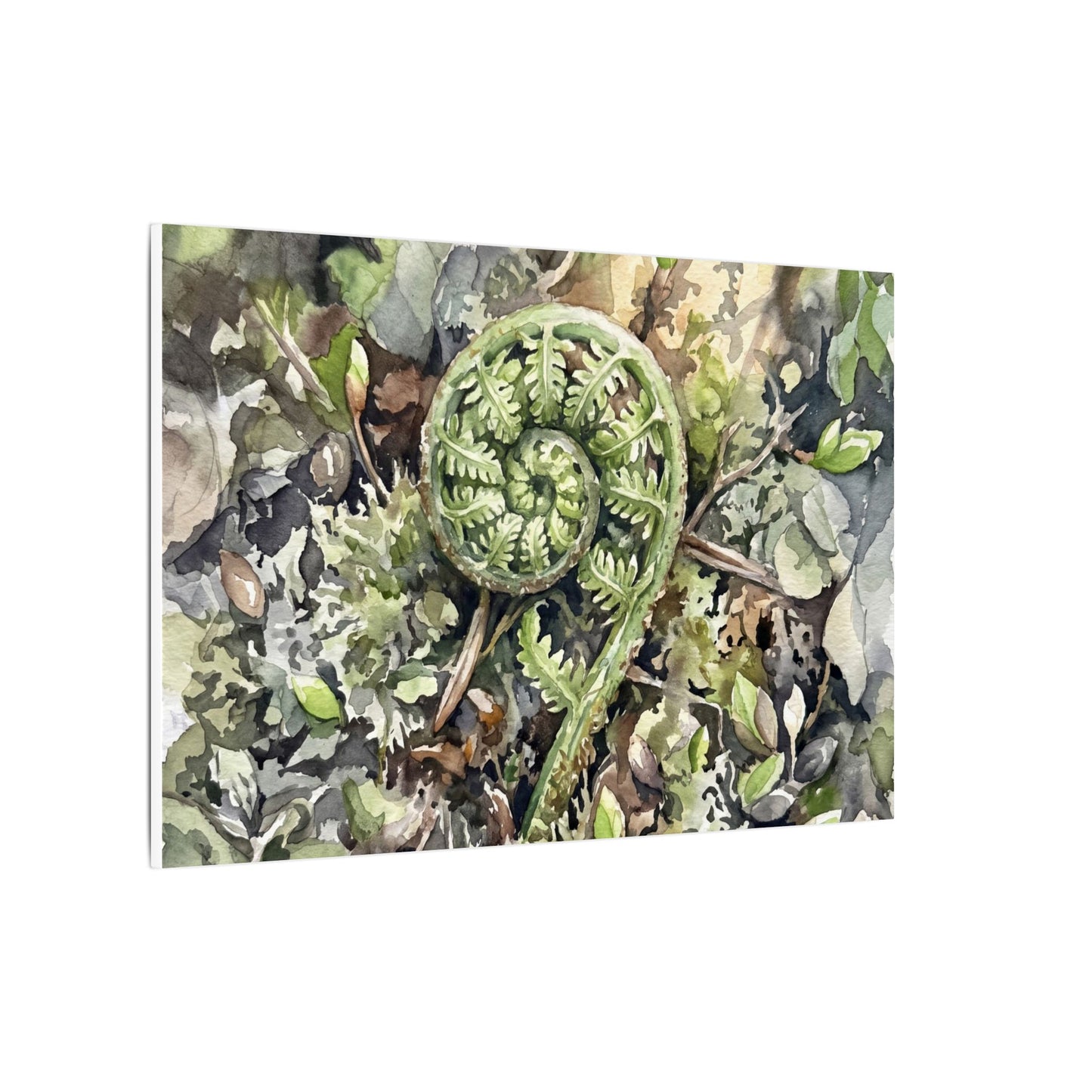 Fern Unfurling Spring Canvas Art | Japandi Neutral Design