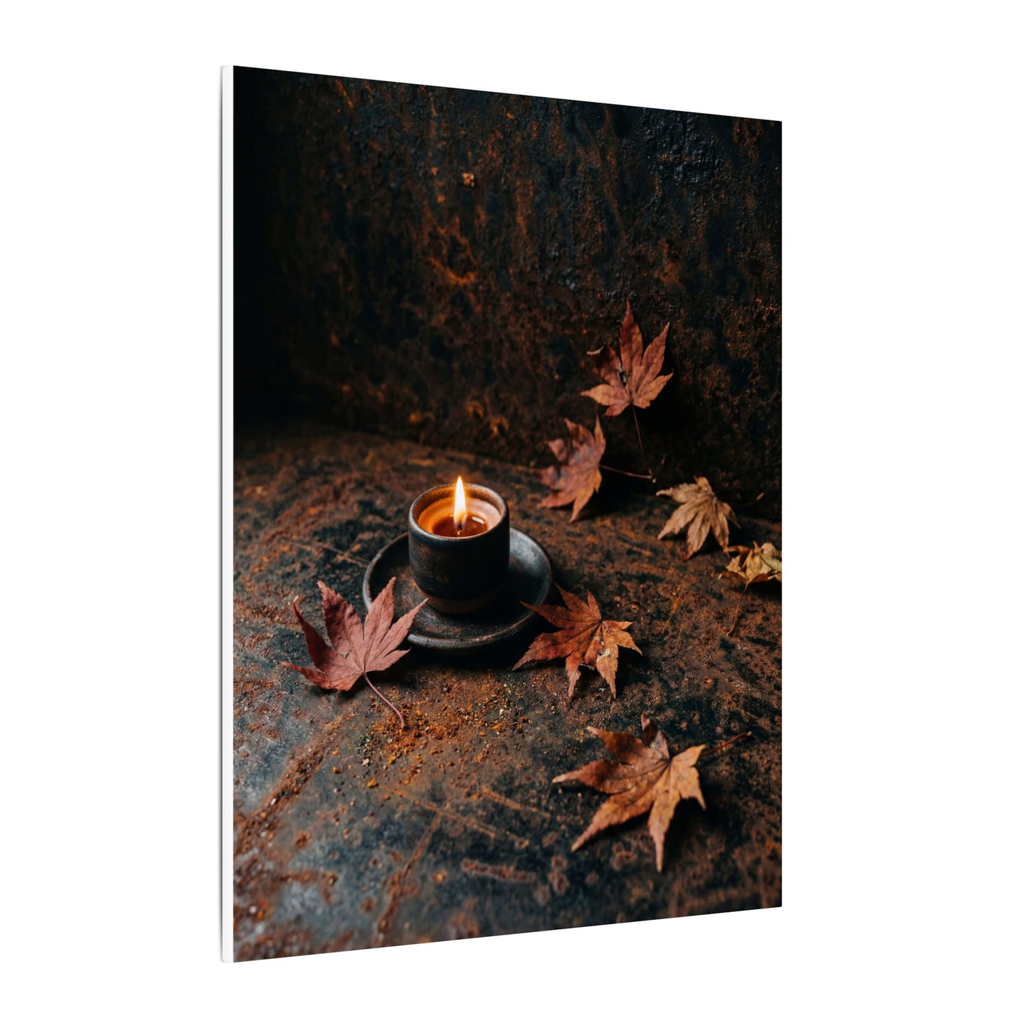 Dark Japandi Rust Patina in Candlelight | Shadow Zen Canvas Art