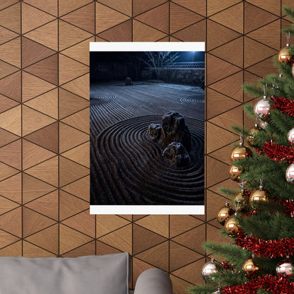 Bold Rock Garden Wall Art Print - Moody Minimal Dark Japandi