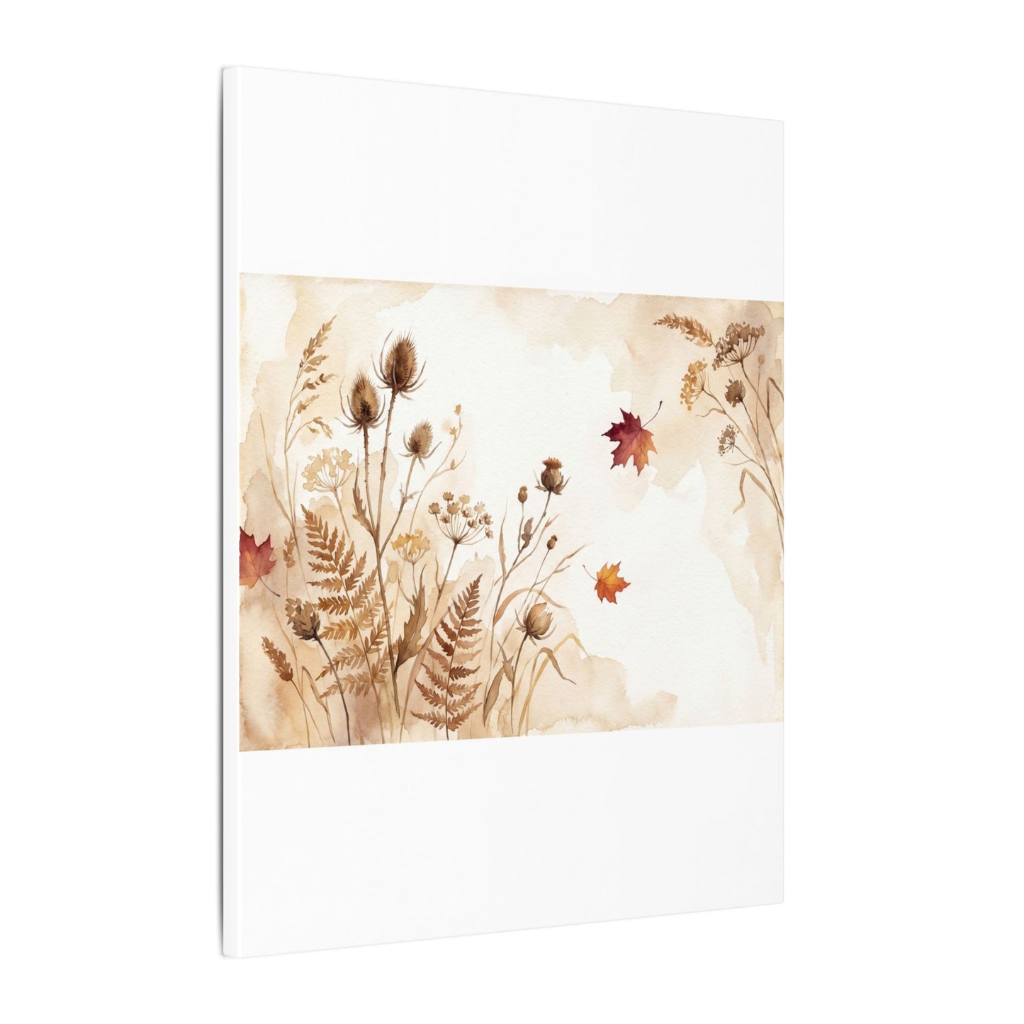 Dried Flowers Canvas Art | Autumn Japandi Watercolor Art