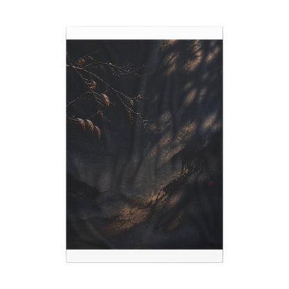 Atmospheric Silk Drape Canvas Art - Charcoal Ink Dark Japandi