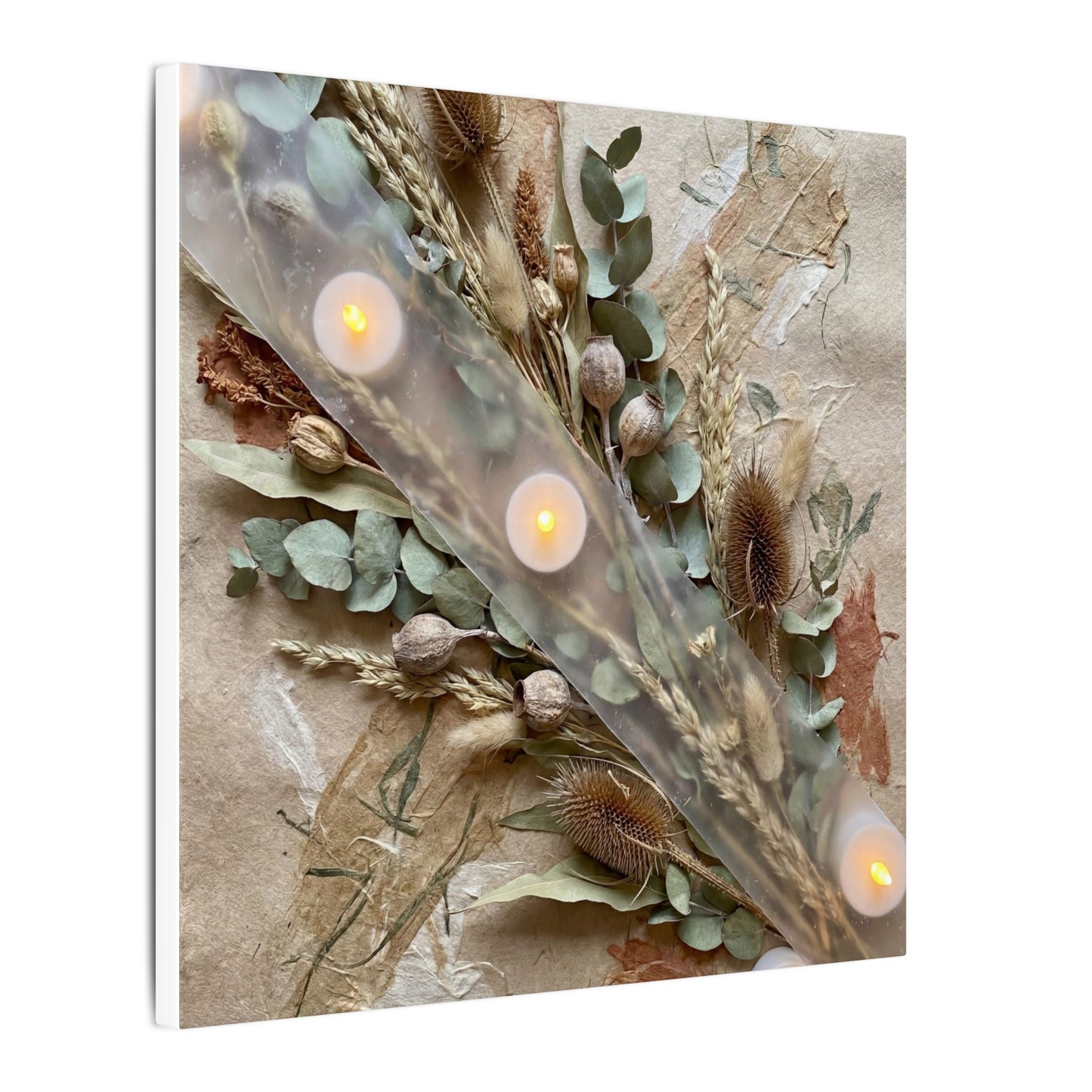 Candlelight Dried Flowers Canvas Art - Japandi Kanso