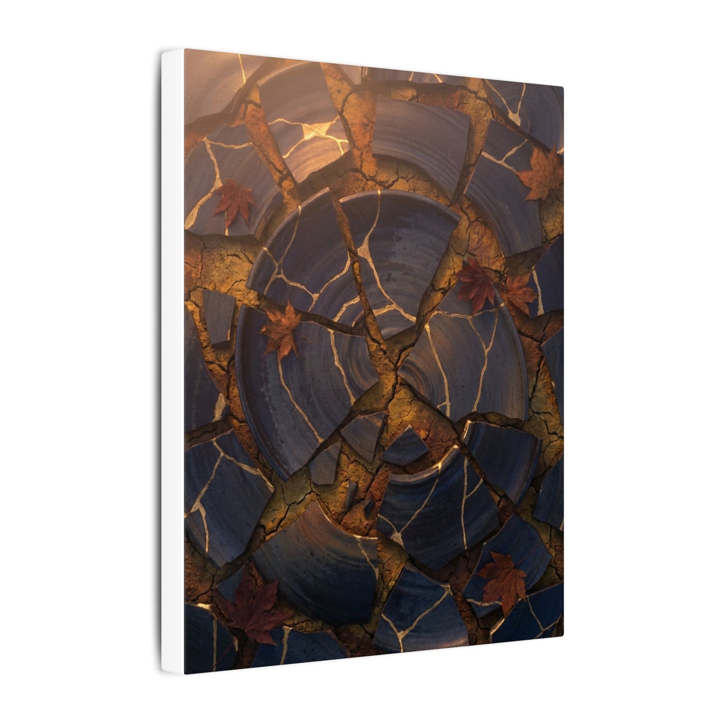 Autumn Cracked Earth Gold Repair Canvas Art | Philosophical Decor