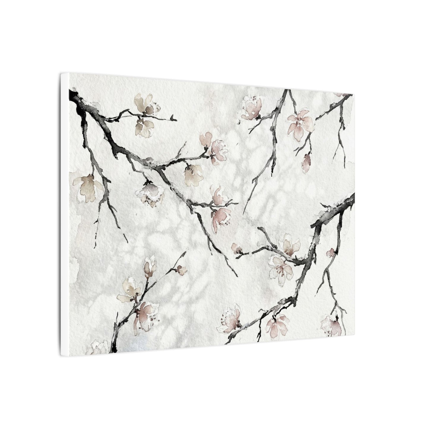 Cherry Blossom Canvas Art | Winter Japandi Watercolor Art