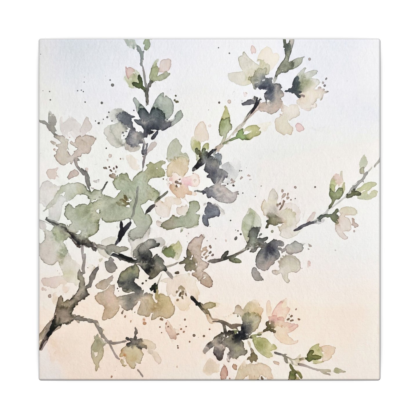 Cherry Blossom Watercolor Canvas Art | Elegant Japandi Art