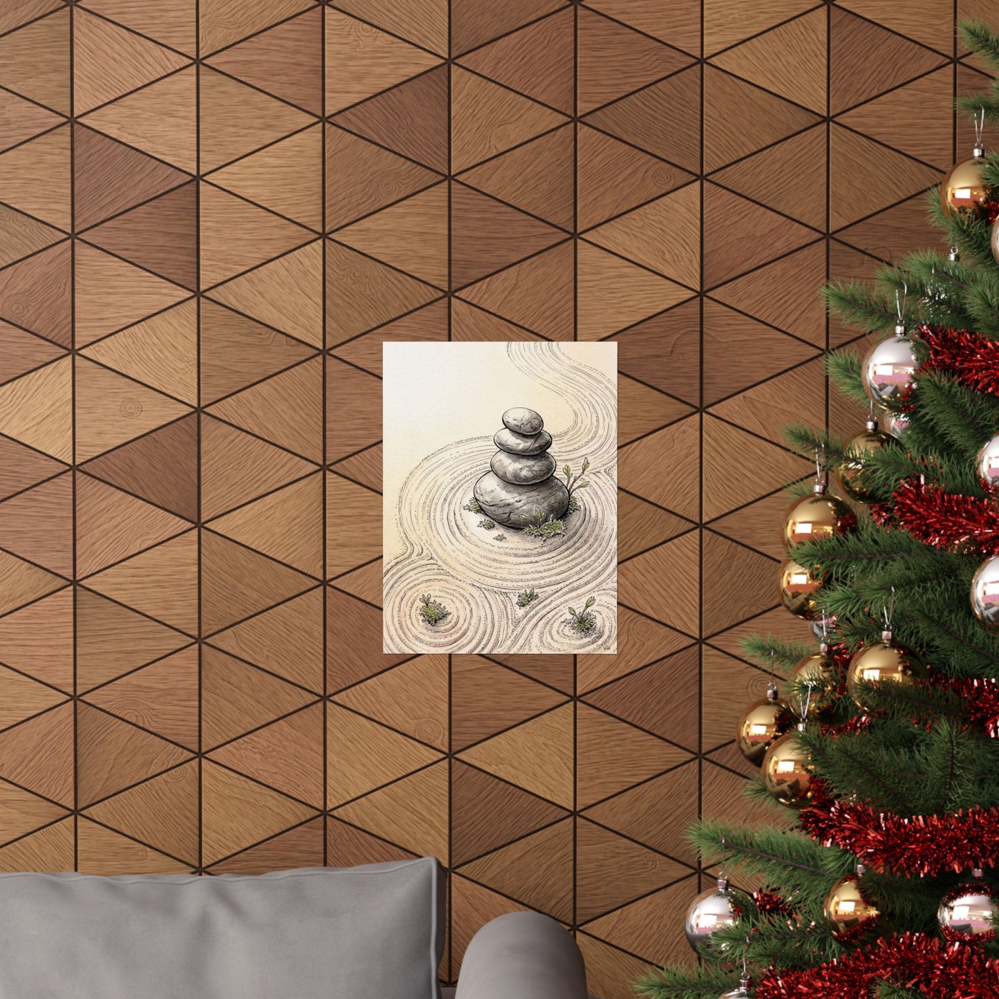 Ma River Stones Wall Art Print - Zen Karesansui
