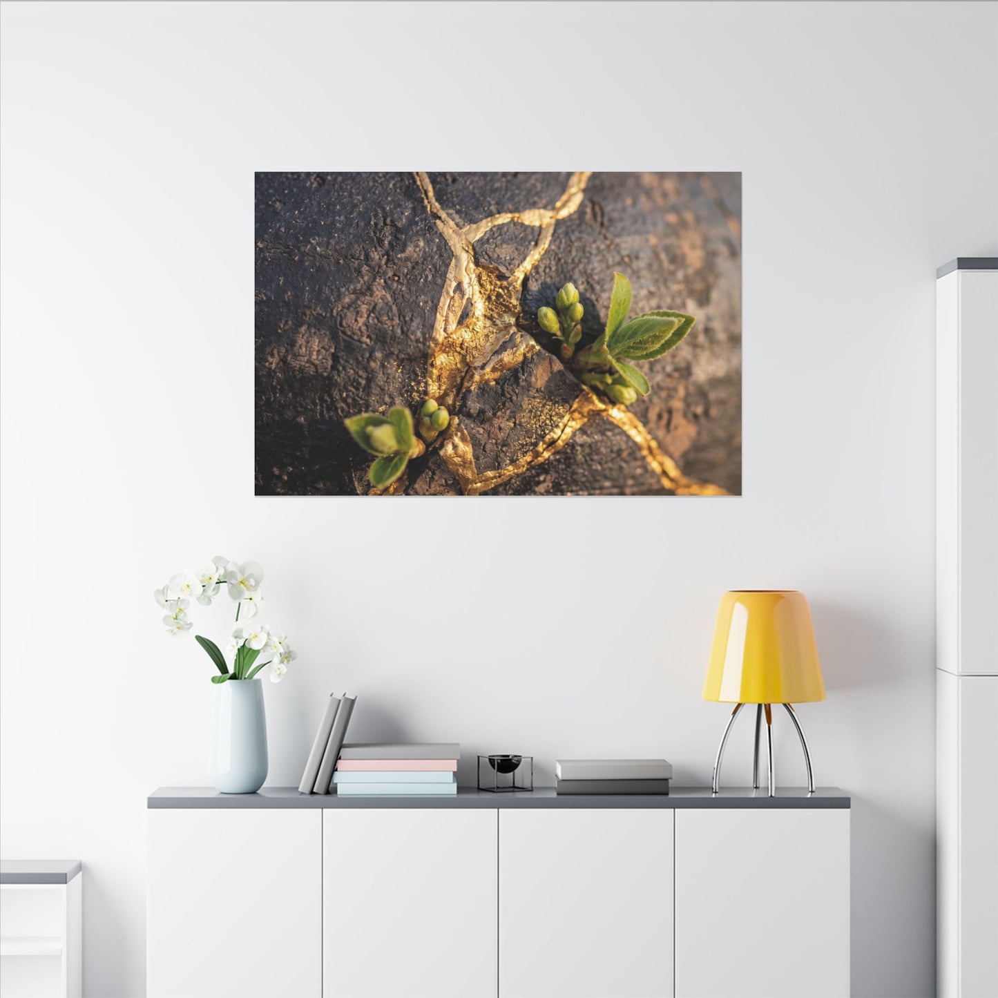 Rust Patina Gold Repair Canvas Art | Resilient Kintsugi Art